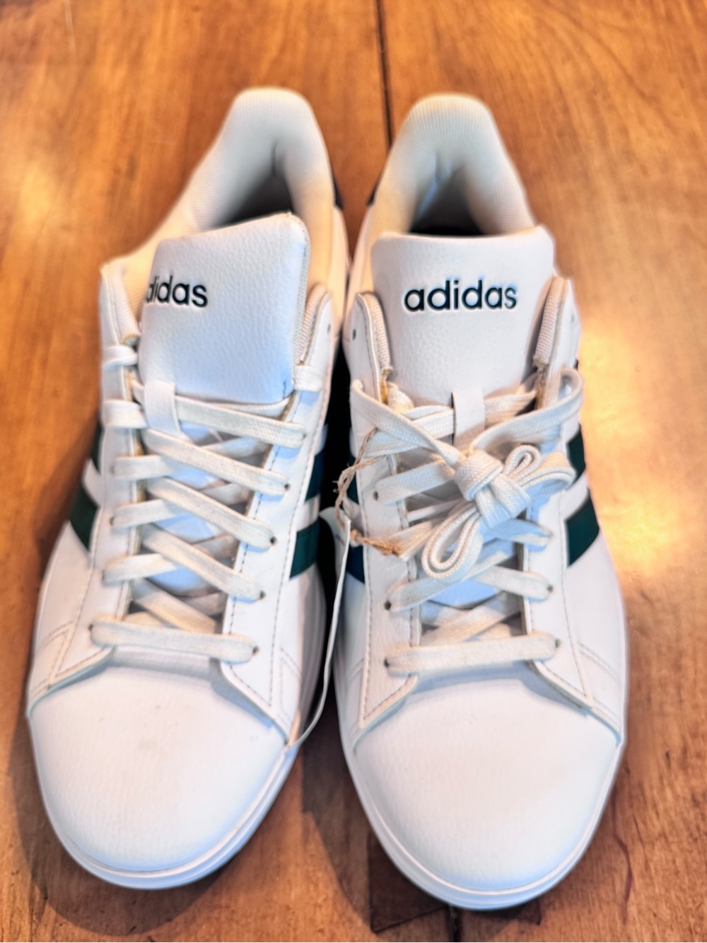 Adidas Grand Court 2.0
 White Sneakers with Dark Green Three Stripes